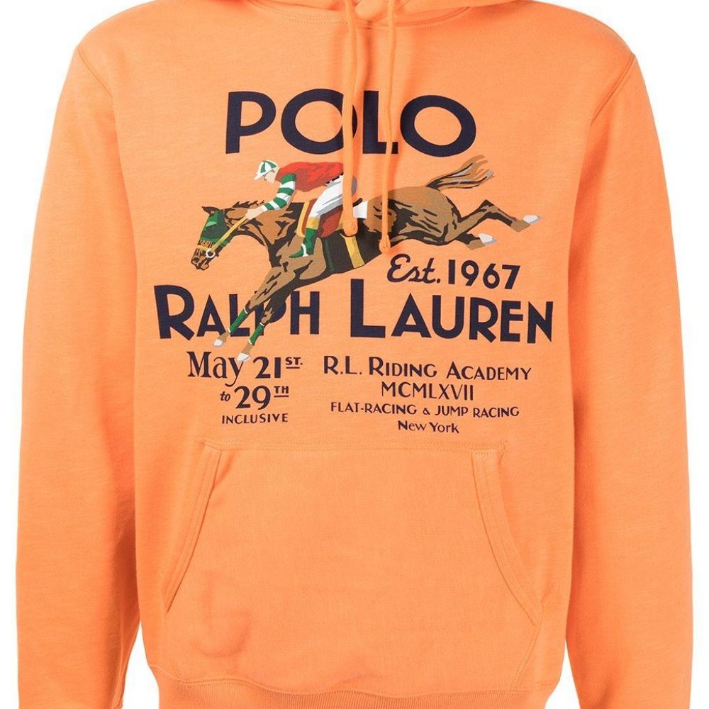 Polo Ralph Lauren Men's Orange Equestrian Riding Academy Hoodie Big & Tall LT - Picture 3 of 8